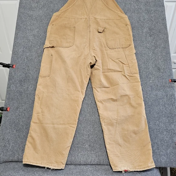 Vintage 1970s Carhartt Bibs Overalls Double Knee Duck Canvas Quilted Liner 50x32